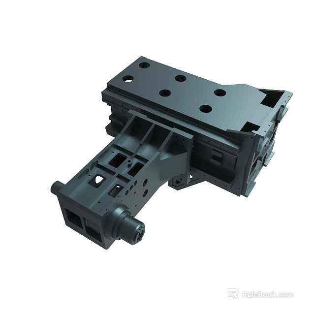 Black Metal Mechanical Part With Multiple Holes And Complex Structure Design 3d model 