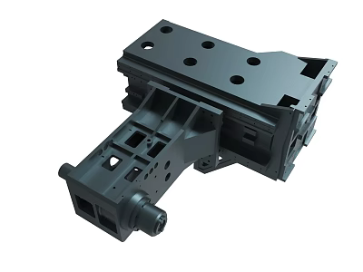 Black Metal Mechanical Part With Multiple Holes And Complex Structure Design 3d model