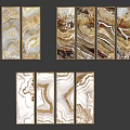 Gold Framed Marble Texture Wall Art With White Brown Gold Patterns For Interior Decor 3d model