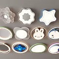 Various Cute Shaped Ceiling Lights With Flower Star Rabbit Whale Decorative Designs 3d model