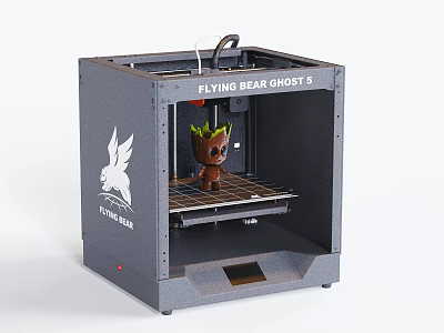 Flying Bear Ghost 5 3D Printer Office Appliance with Small Green Plant Model 3d model