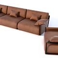 Modern Brown Sectional Sofa With Multiple Pillows And Matching Accent Chair 3d model