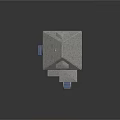 White House With Gray Roof Red Chimney Blue Stairs Porch Windows And Stone Base