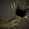 Green and Brown Leather Shoes with Leaf-like Texture Pointed Toe and Laces