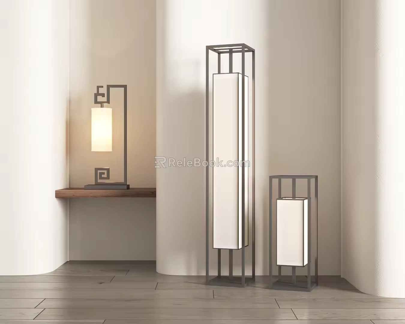New Chinese-style Lamps Combination Table Lamp Floor Lamp Combination 3d model