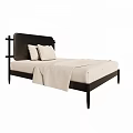 Modern Single Bed With Black Headboard White Sheets Pillows And Soft Blanket 3d model
