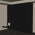 Modern Dark Gray Wardrobe Design With Open Shelf And Decorative Items 3d model