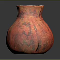 Hand Carved Ceramic Sculpture With Red Purple Glaze And Curved Handle Artistic Design