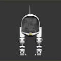 White Sci Fi Game Anime Robot Character With Transparent Spherical Head Antenna And Mechanical Legs