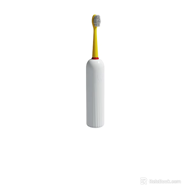 White Electric Toothbrush Base With Yellow Top And Vertical Grooves 3d model 