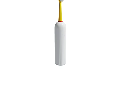 White Electric Toothbrush Base With Yellow Top And Vertical Grooves 3d model