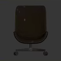 Dark Brown Leather Office Chair With Rolling Wheels And Simple Classic Design