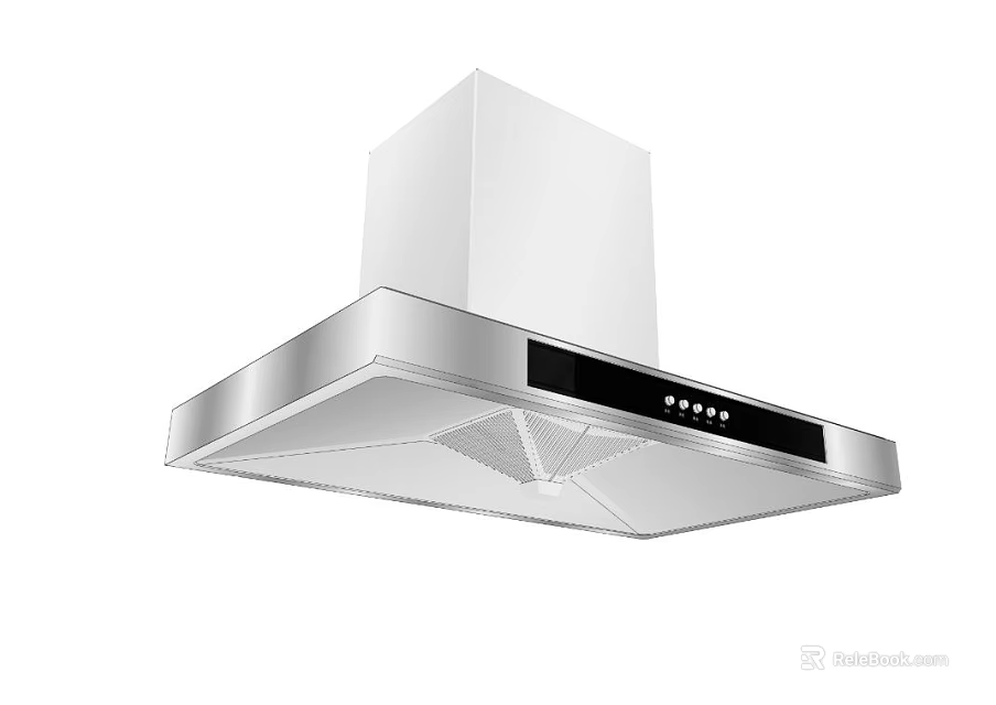 Modern Kitchen Range Hood Appliance With White Silver Design And Sleek Control Panel 3d model 