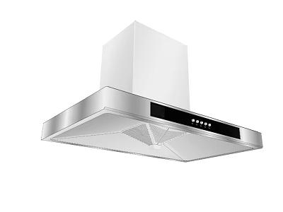 Modern Kitchen Range Hood Appliance With White Silver Design And Sleek Control Panel 3d model