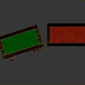 Two Wooden Desks With Green And Red Tops And Drawer Storage