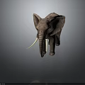 Realistic Elephant With Long Tusks Large Ears And Rough Skin On Dark Background