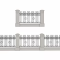 Ornate Wrought Iron Railing And Stone Pillar Components With Decorative Patterns