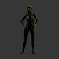 3D Game Movie Character Model in Sci Fi Combat Suit Standing with Hands on Hips