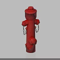 Red Fire Hydrant Essential Fire Safety Equipment with Metal Chains on Light Blue Background 3d model