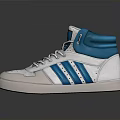 Stylish High Top Sneakers White And Blue With Stripes Laces For Daily Wear