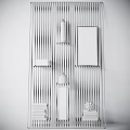 Modern Black Metal Frame Bookcase With Geometric Pattern Painting Books And Decorative Items