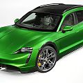 Green Porsche Taycan Cross Turismo Sporty Design With Black Roof And Alloy Wheels