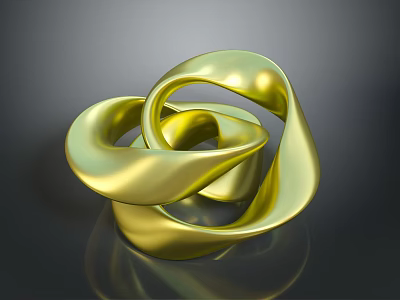 Golden Twisted Loop Sculpture With Smooth Metallic Surface And Abstract Design 3d model