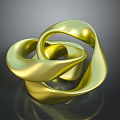 Golden Twisted Loop Sculpture With Smooth Metallic Surface And Abstract Design 3d model