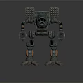 Futuristic Mechanical Robot With Armored Structure Heavy Weapons And Mechanical Legs