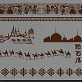 Traditional Paper Cut Wall Decor with Dancing Figures Architectural Silhouettes Camel Caravan and Geometric Patterns