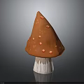 Vibrant Orange Mushroom Featuring Red Spots on Cap and White Textured Stem 3d model