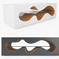 Stylish Modern Display Box Featuring Wooden Wave Design In White And Black