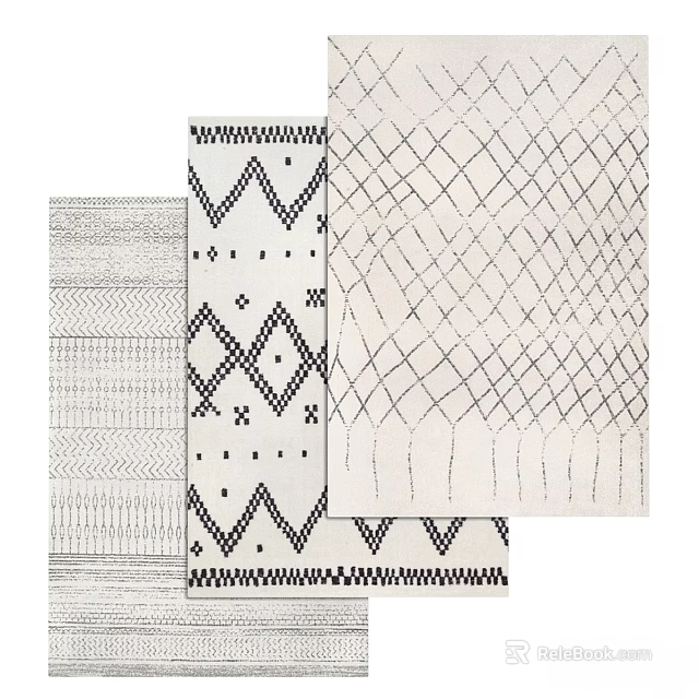 Modern Square Rugs With Geometric Patterns Diamonds Chevron And Lines Design 3d model