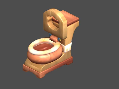 3D Rendered Modern Toilet Model With Beige Color And Round Seat Design 3d model