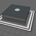 Square Water Fountain With Ornate Top Pattern And Marble Border On Tile Floor