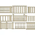 Various Decorative Architectural Railings With Different Design Patterns And Styles 3d model