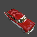 Classic Red and White Station Wagon with Chrome Accents and Vintage Wheels