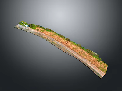 Curved Garden Landscape Featuring Lush Green Vegetation and Natural Terrain 3d model