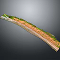 Curved Garden Landscape Featuring Lush Green Vegetation and Natural Terrain