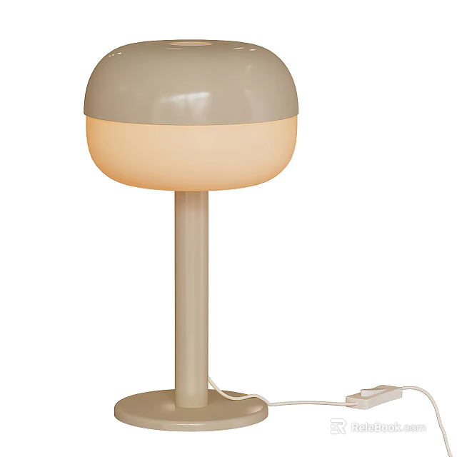 Stylish Modern Table Lamp with Gray Shade Beige Body Illuminated Round Base 3d model 