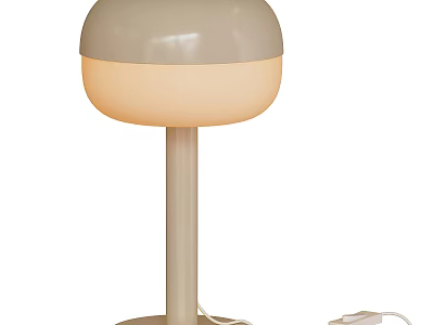 Stylish Modern Table Lamp with Gray Shade Beige Body Illuminated Round Base 3d model