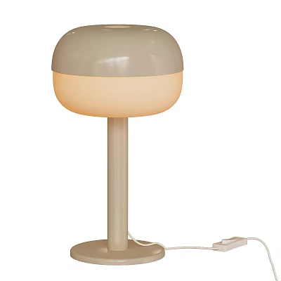 Stylish Modern Table Lamp with Gray Shade Beige Body Illuminated Round Base 3d model