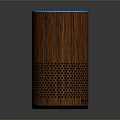 Wooden Cylindrical Smart Speaker With Blue Ring Light And Mesh Grille