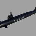 Underwater View Of SSBN 70 Submarine In Deep Blue Ocean Water