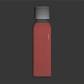 Elegant Red Cosmetic Perfume Bottle With Silver Cap And Metallic Label Design