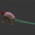 Detailed 3D Dinosaur Figure With Spiked Back Horned Head And Brown Skin