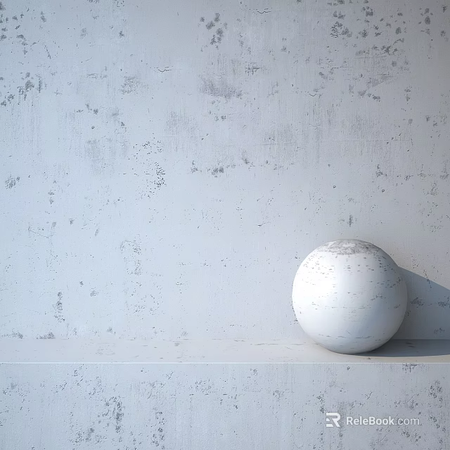 White Sphere Component Displayed on Textured Wall Platform with Minimalist Design 3d model