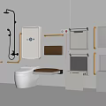 Accessible Bathroom With Safety Grab Bars Toilet And Wall Mounted Storage Units