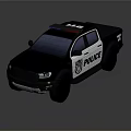 Black And White Police Pickup Truck With Emergency Lights And POLICE Logo