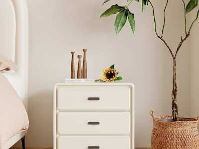 Cream Style Nordic Bedside Cabinet model